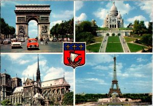 Paris L'Arc de Triomphe Le Sacre-Coeur Notre Dame La Tour Eiffel 1950s Postcard