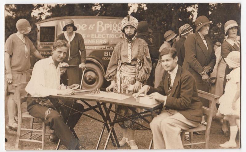 Group of Men & Women At Event, 1931 RP PPC Wroe & Briggs Signwritten Van To Rear 