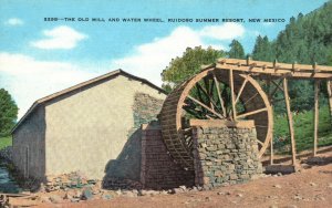 Vintage Postcard The Old Mail And Water Wheel Ruidoso Summer Resort New Mexico