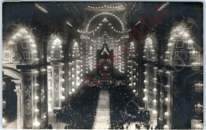 c1930s Vatican Rome Candlelit St Peter's Basilica RPPC Interior Real Photo A163