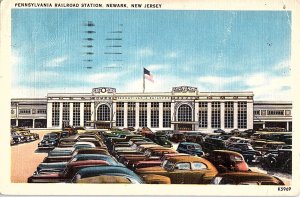 Postcard TRAIN STATION SCENE Newark New Jersey NJ AI1763