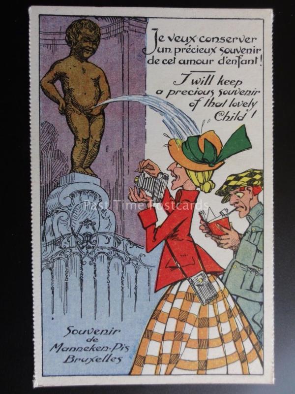 Manneken PIS I WILL KEEP A PRECIOUS SOUVINIR OF THAT... Series 2 Old Postcard