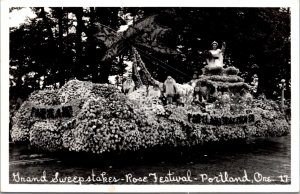 Real Photo Postcard Grand Sweepstakes Rose Festival Parade Float Portland Oregon