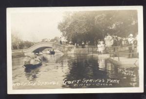 RPPC ENID OKLAHOMA GOVERNMENT SPRINGS BARK BRIDGE BOATS REAL PHOTO POSTCARD