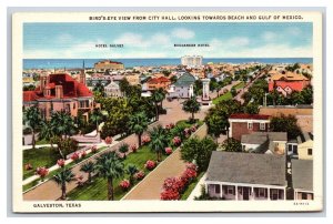 Birds Eye View From City Hall Galveston Texas TX UNP Linen Postcard V9