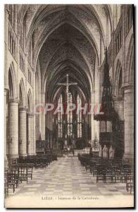 Old Postcard Liege Interior of the Cathedral