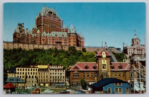 Postcard Quebec City Chateau Frontenac Waterfront 1960s Chrome View