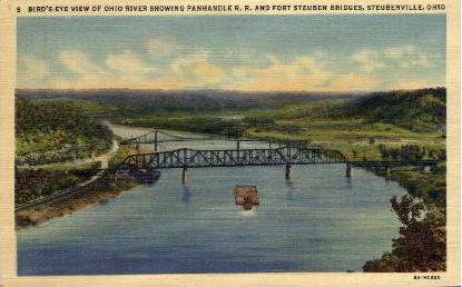 Ohio River showing Panhandle R.R.  Steubenville OH Unused