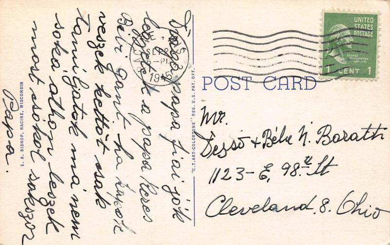 Hotel Racine on Lake Michigan, Racine, Wisconsin, Early Linen Postcard, Used