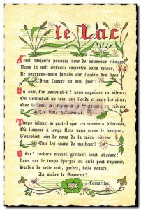 Old Postcard Poetry Lake Lamartine