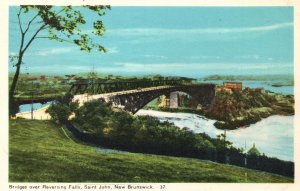 Vintage Postcard 1953 Bridge over Reversing Falls St. John New Brunswick Canada