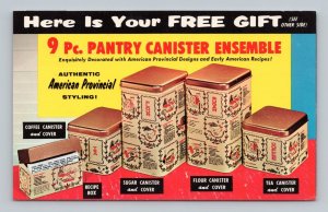 Free Canister Set Advertising Ace Auto Furniture St Louis MO Chrome Postcard C18