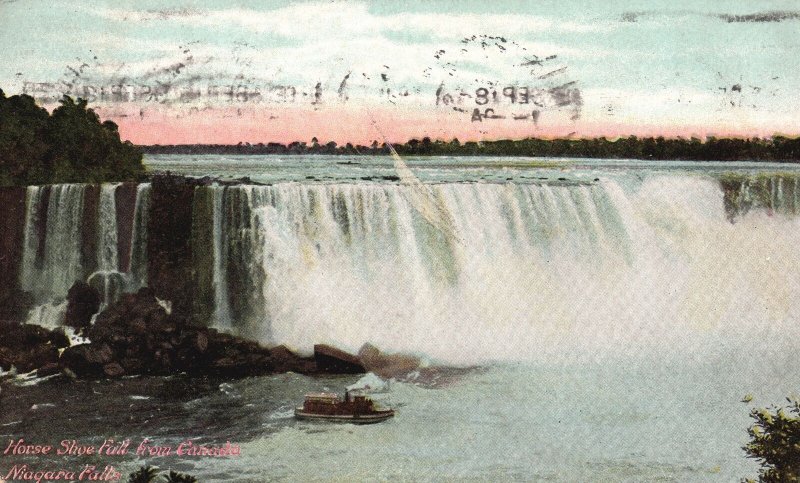 Vintage Postcard 1908 Horse Shoe Fall Waterfalls From Canada Niagara Falls CAN