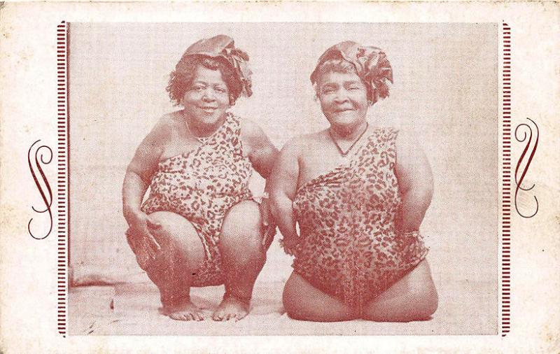 Coney Island NY Alzoria and Johanna World's Strangest Family Postcard