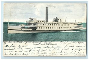 1906 Steamer Ship Vermont Lake Champlain Port Henry New York NY Antique Postcard 