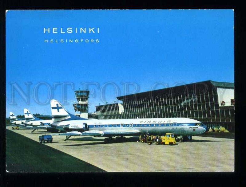 210115 FINLAND HELSINKI Airport Finnair planes old postcard