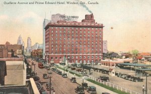 Vintage Postcard 1930's Ouellette Avenue & Prince Edward Hotel Windsor Ontario