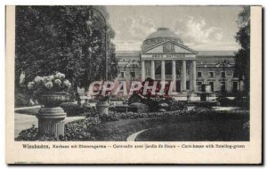 Old Postcard Wiesbaden Kurhaus mit Blumengarten Cure Room Flower Garden