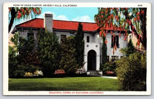 Beverly Hills California~Eddie Cantor Home~Flowers~Spanish Revival~1920s PC