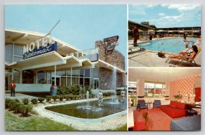 Washington DC Diplomat Motor Hotel Swimming Pool Interior Room Postcard H40