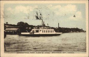 Brockville Ontario ON Int'l Ferry Elmer W Jones 1929 Cancel Vintage Postcard