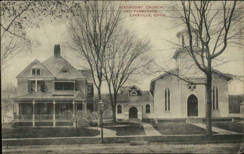 Lakeville CT Methodist Church & Parsonage c1910 Postcard