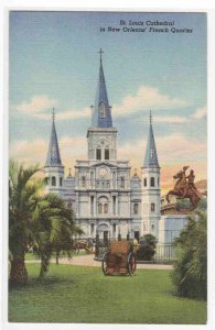 St Louis Cathedral French Quarter New Orleans Louisiana linen postcard