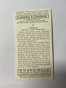 CIGARETTE CARD - WILLS GARDEN FLOWERS #15 CROCUS YELLOW MAMMOTH   (UU322) 