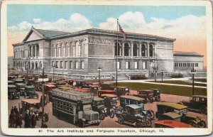 The Art Institute And Ferguson Fountain Chicago Illinois Vintage Postcard C097