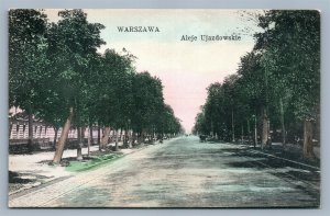 WARSAW POLAND ANTIQUE POSTCARD WARSZAWA ALEJE UJAZDOWSKIE