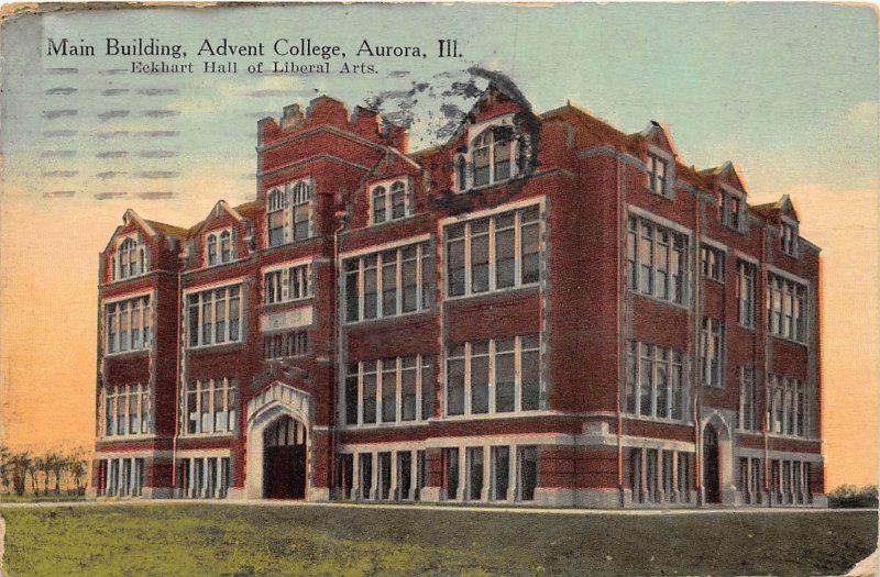 Aurora Illinois 1913 Postcard Main Building Advent College