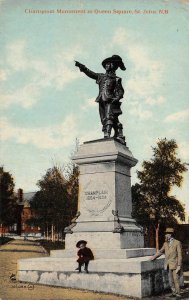 Champlain Monument, Queen Square, St. John, NB, Canada 1913 Antique Postcard