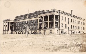 Mason City Iowa~Old Folks Home~IOOF~Men Sitting on Benches~Vintage Real Photo PC