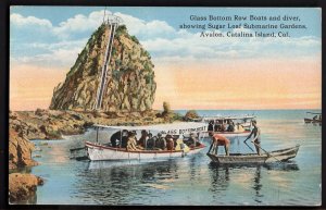 3720) CA AVALON Catalina Island Glass Bottom Row Boats Sugar Loaf Submarine - DB