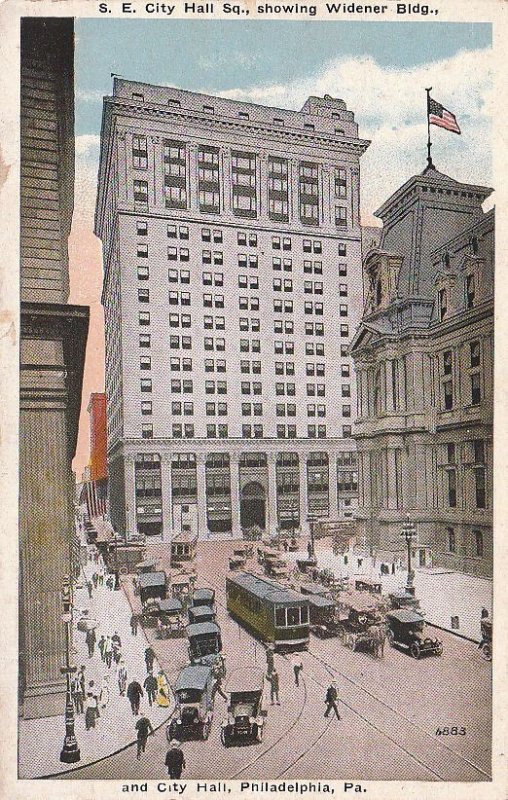 Postcard SE City Hall Sq Widener Bldg Philadelphia PA