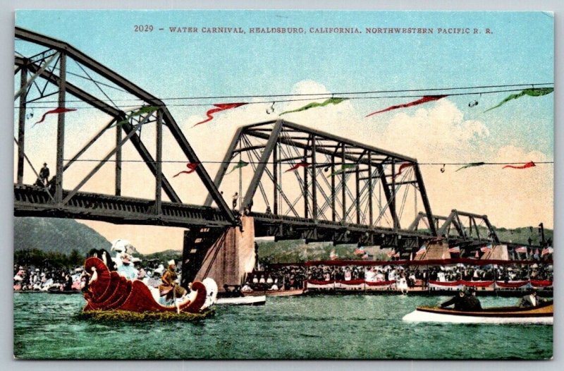 Vintage California Postcard - Water Carnival - Healdsburg - NW Pacific Railroad