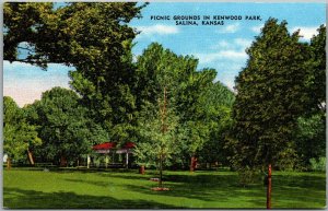 Salina, Kansas Postcard Picnic Grounds in KENWOOD PARK Kropp Linen c1940s