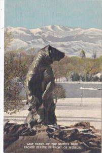 Colorado Denver Last Stand Of Grizzly Bear Bronze Statue In Front of Denver M...