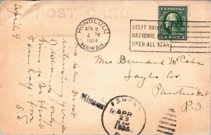 RPPC Honolulu~Hawaii~Rustic Bridge~Posted 1924KB14