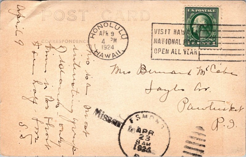 RPPC Honolulu~Hawaii~Rustic Bridge~Posted 1924KB14