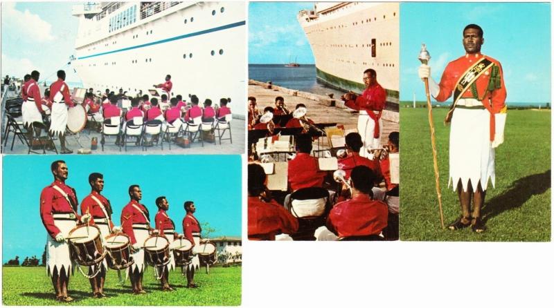 Fiji Military Forces Band Lot of 4 Postcards 1950s-1960s