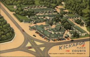 Shreveport LA Kickapoo Plaza Courts Bird's Eye View Postcard
