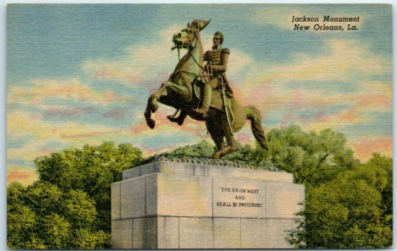 Postcard - Jackson Monument, New Orleans, Louisiana