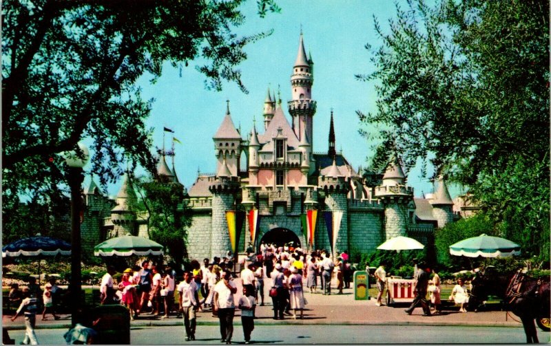 Vtg 1960s Disney Cartolina Disneyland Fantasyland Sleeping Beauty Castello