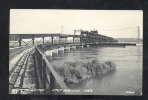 RPPC FORT MADISON IOWA SANTA FE RAILROAD BRIDGE REAL PHOTO POSTCARD