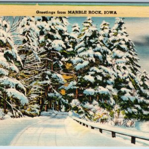 c1940s Marble Rock, IA Greetings From Landscape Snow Scene Panel Locals PC A243