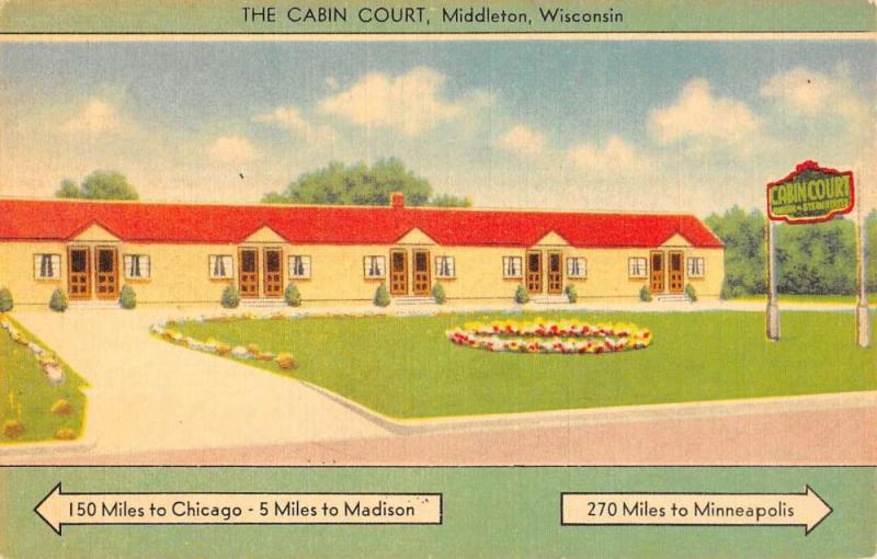 Middleton Wisconsin The Cabin Court Linen Antique Postcard K21161