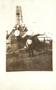 RPPC Postcard WWI Era African American Navy Sailor By Ships Cannon Turret U.S.