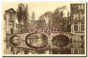 Postcard Old Bruges Quai and Green Horse Bridge