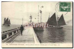 Old Lighthouse Postcard Boulogne sur Mer vessels under sail for the & # 39Isl...